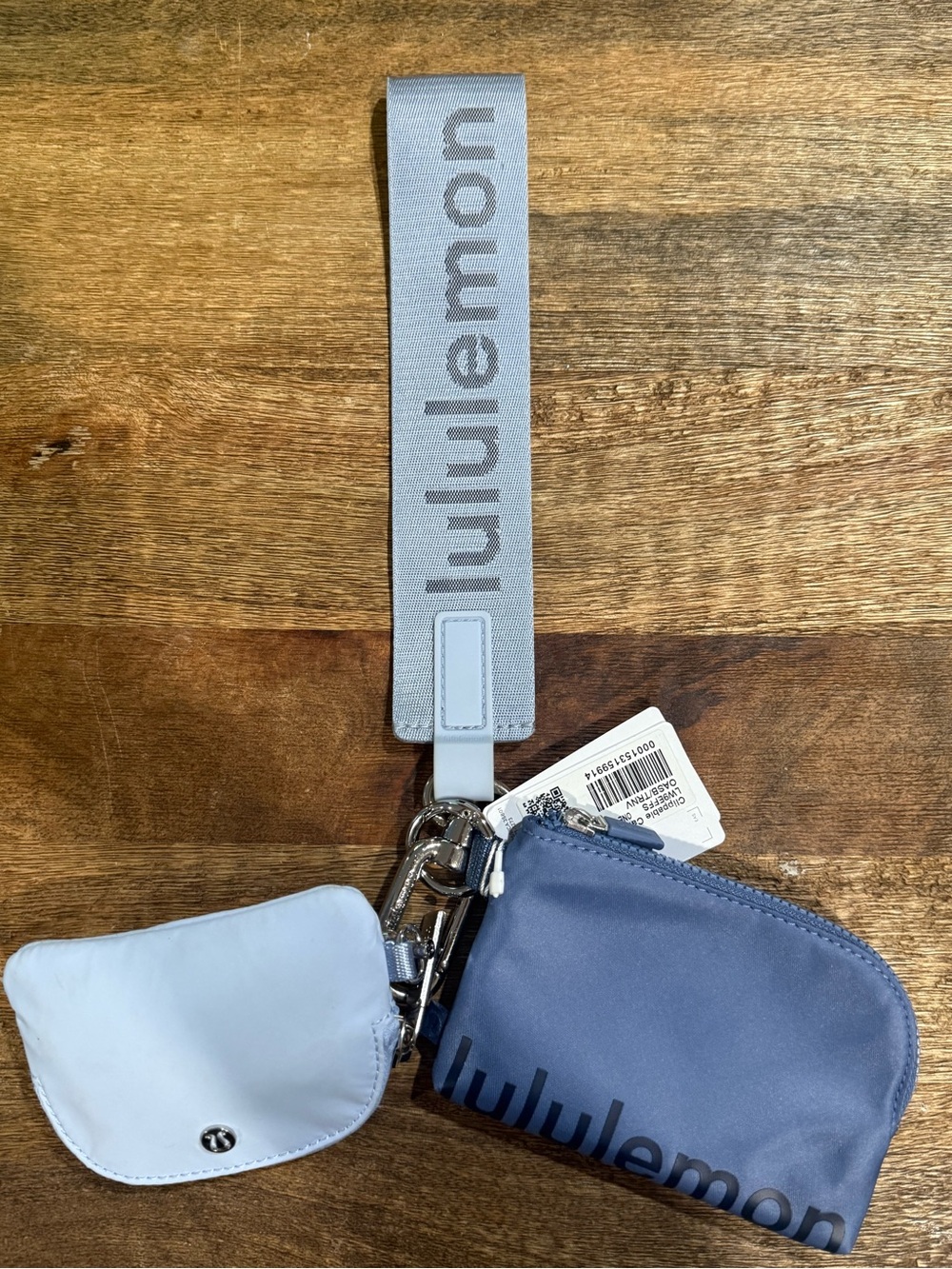 lululemon Powder Blue & Utility Blue Wristlet Keychain Pouch